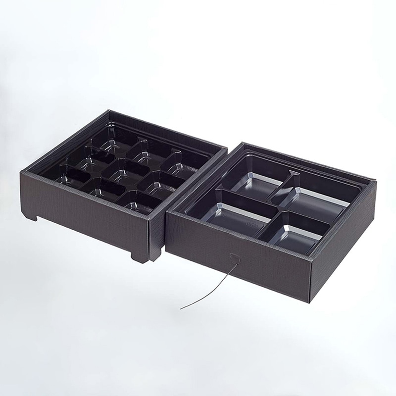 ヨシザワ お重容器　蒸熱BOX　温冷二段お重 温トレー4マス／冷トレー9マス　無地 KIT1タイプ 30個/ケース（ご注文単位1ケース）【直送品】