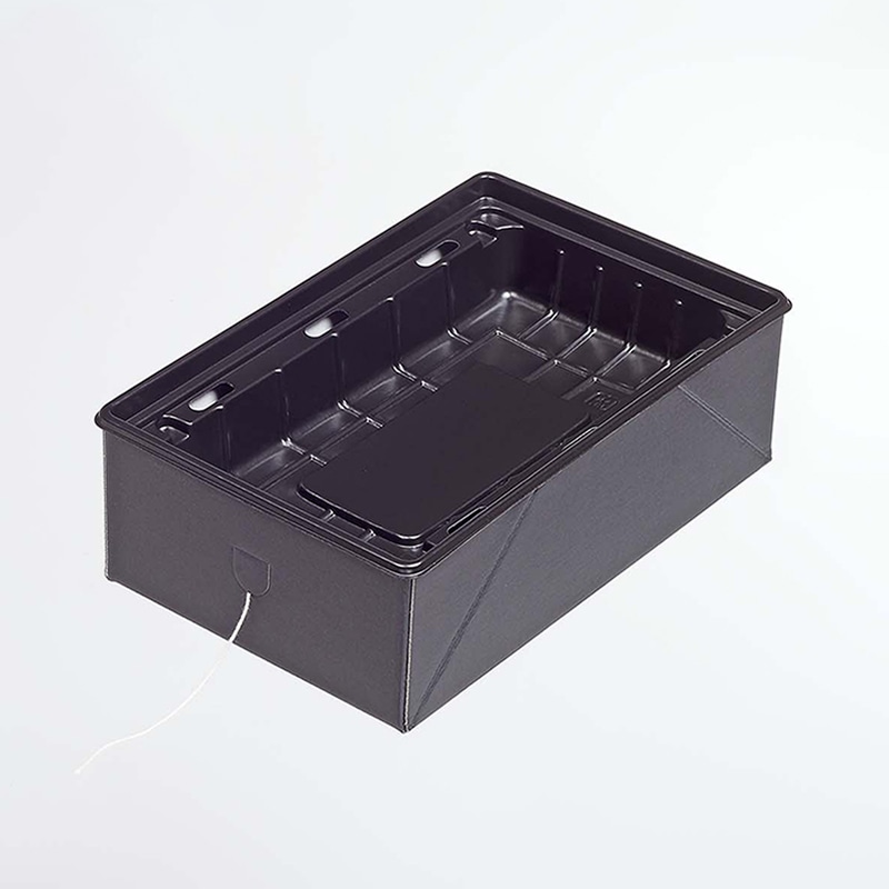 ヨシザワ 丼容器　蒸熱BOX　角丼　本体紙 黒フタ KIT1タイプ 100個/ケース（ご注文単位1ケース）【直送品】