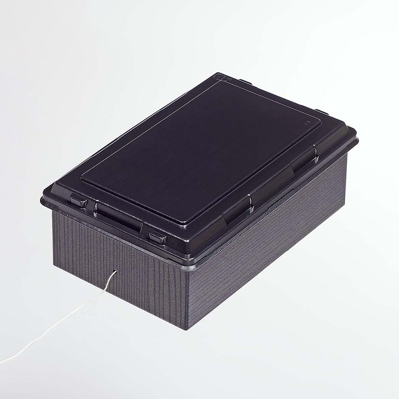 ヨシザワ 丼容器 蒸熱BOX 角丼 本体PSP 黒フタ KIT2タイプ 50個/ケース(ご注文単位1ケース)【直送品】