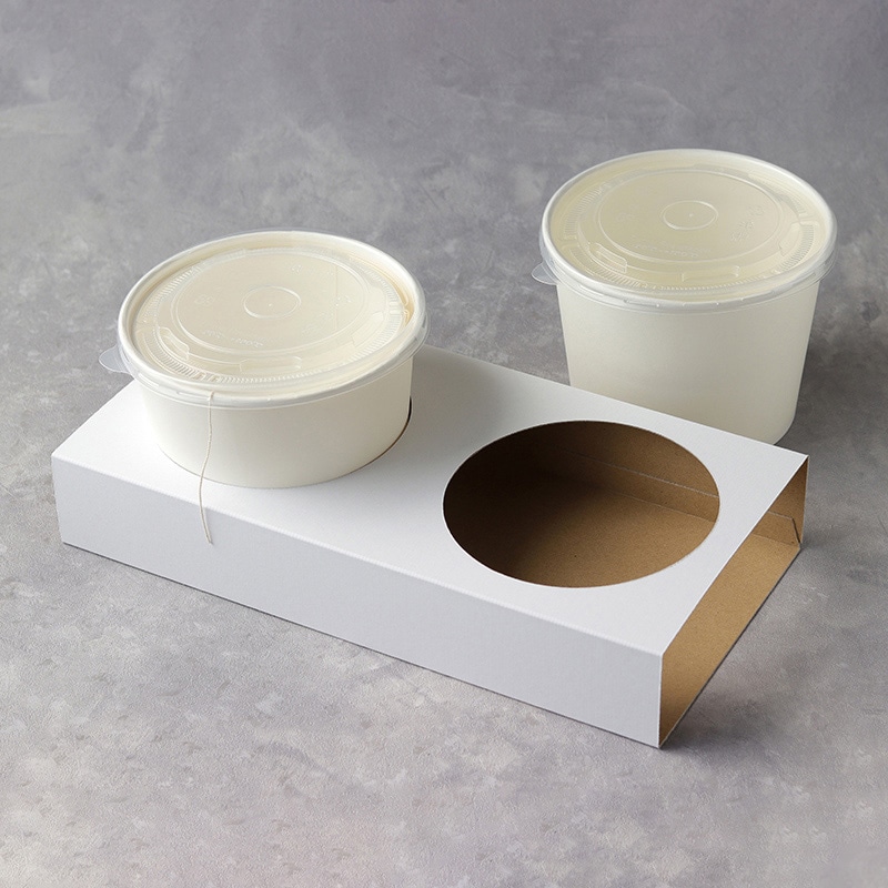 ヨシザワ カップ容器 蒸熱BOX ぺアカップ 専用ホルダー付き S紐付きセルフタイプ 50個/ケース(ご注文単位1ケース)【直送品】