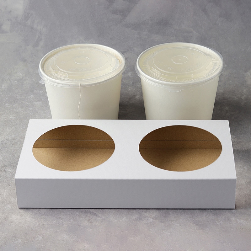 ヨシザワ カップ容器 蒸熱BOX ぺアカップ 専用ホルダー付き S紐付きセルフタイプ 50個/ケース(ご注文単位1ケース)【直送品】