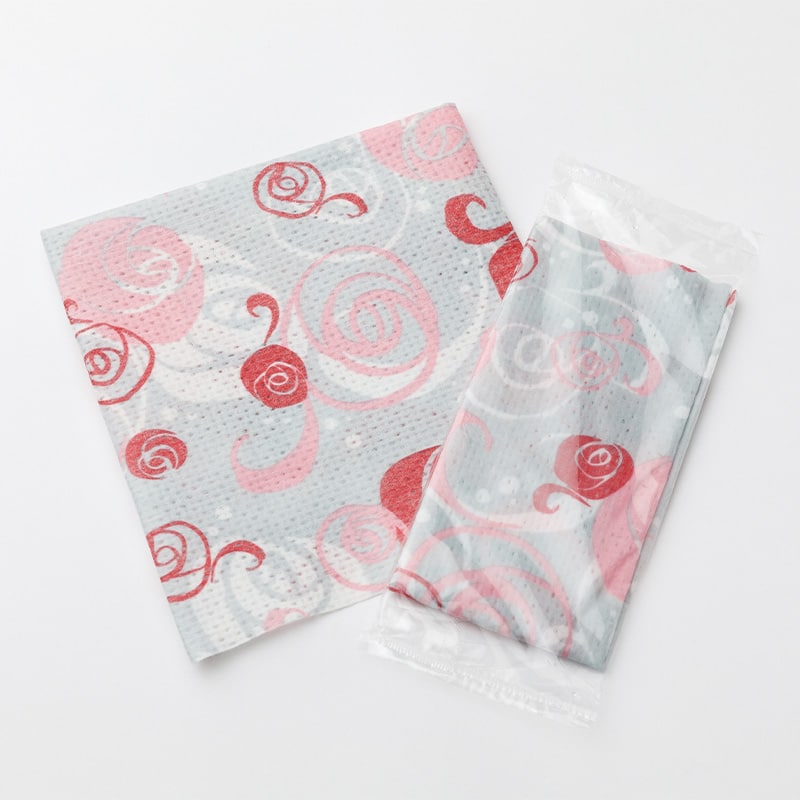 紙おしぼり リトルローズ 平型 ピンク 19571 75本/袋（ご注文単位8袋）【直送品】