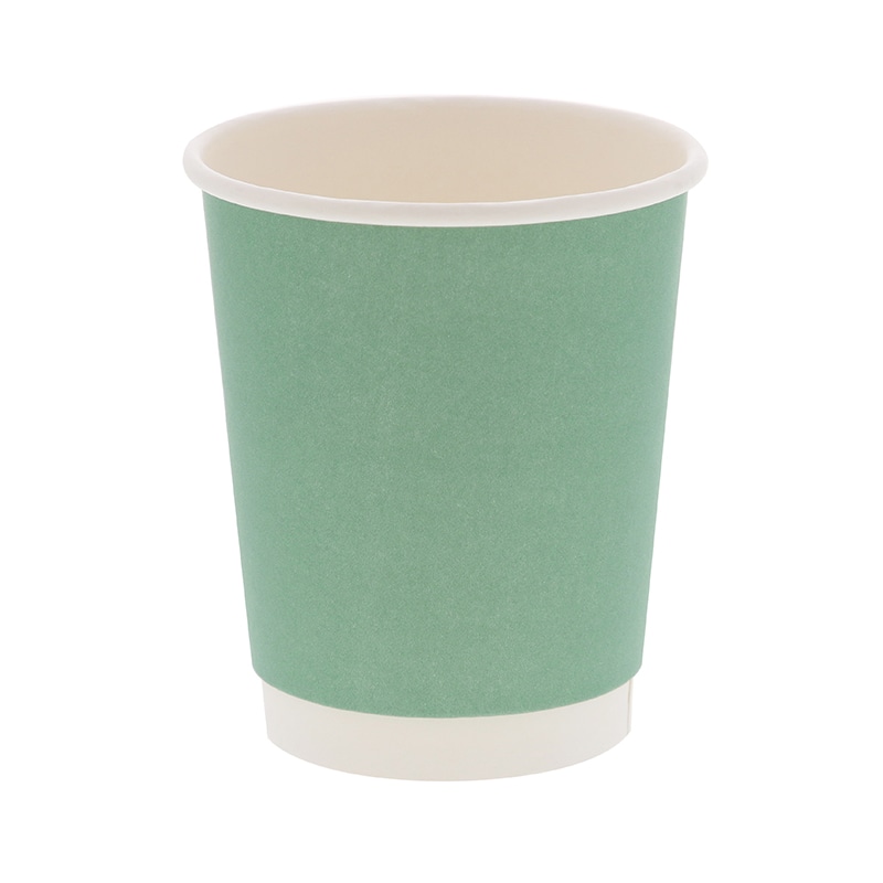 紙コップ 二重断熱カップ 8オンス(240ml) 口径80mm エレガントグリーン 25個/袋