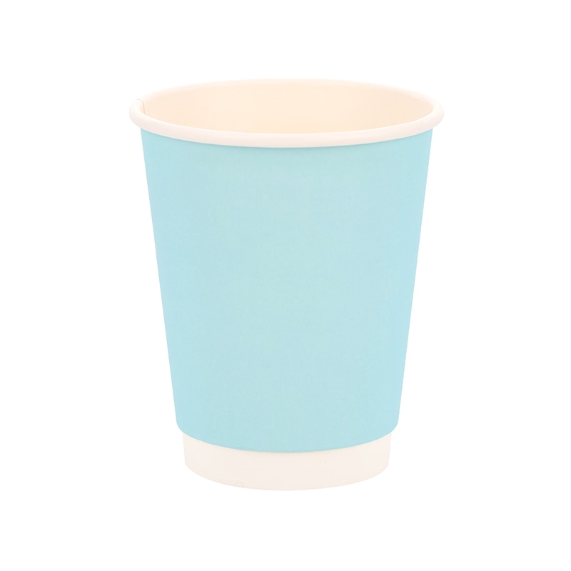 紙コップ 二重断熱カップ 12オンス(400ml) 口径90mm スカイブルー 25個/袋