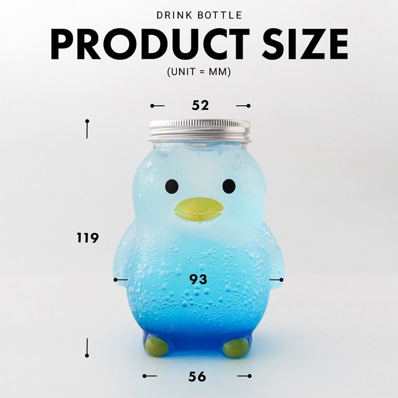 BMターゲット ドリンクボトル 350ml ペンギン タピオカストロー・フタ付き ST350-PENGUIN 1個(ご注文単位50個)【直送品】