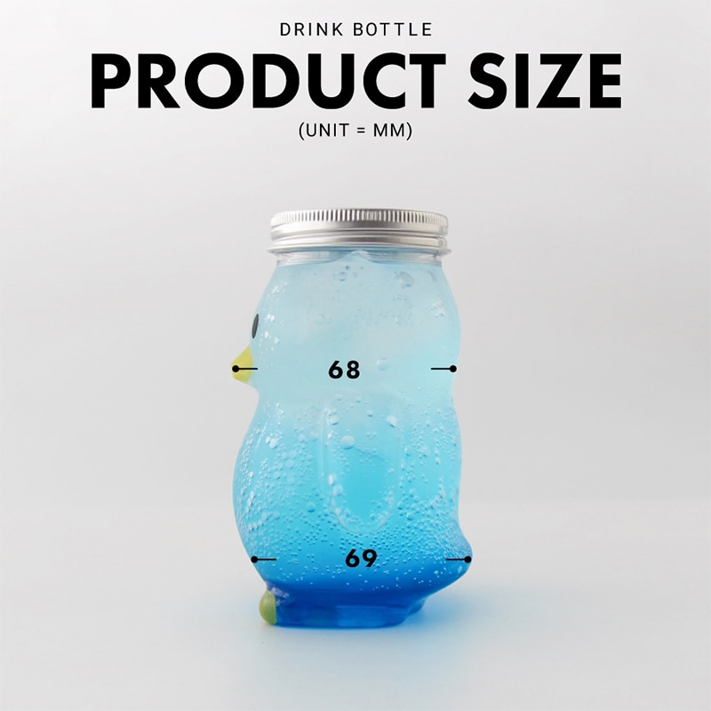 BMターゲット ドリンクボトル 350ml ペンギン タピオカストロー・フタ付き ST350-PENGUIN 1個(ご注文単位50個)【直送品】