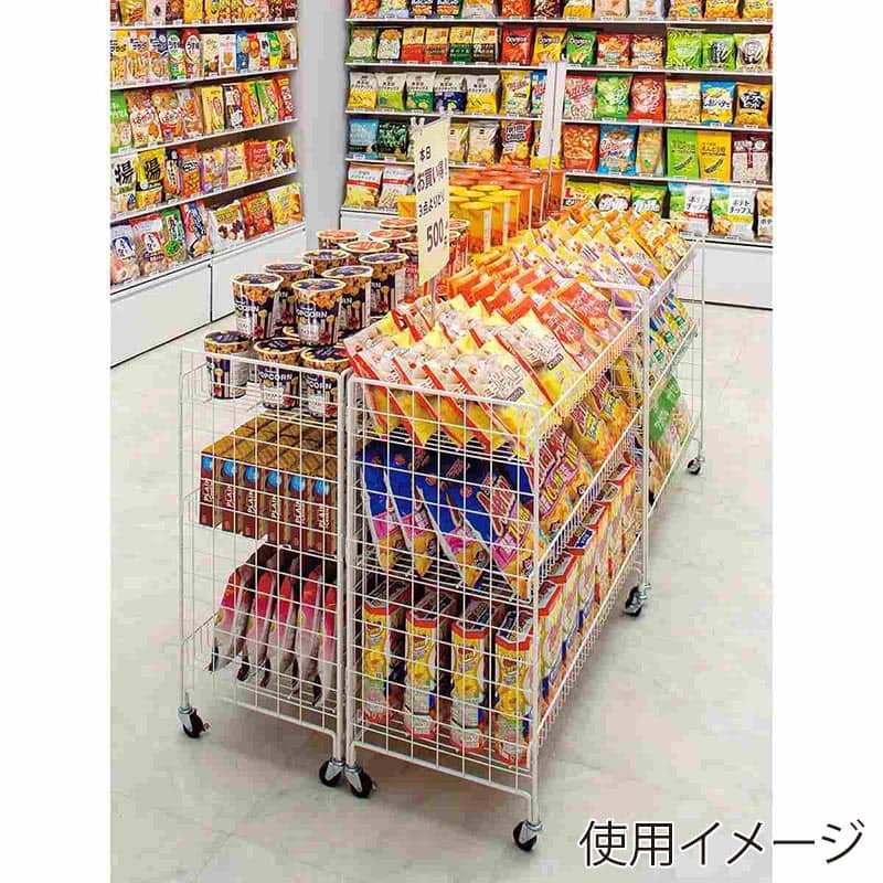 ストア・エキスプレス 中央用ネットスチールラック 3段 ホワイト 61-818-82-1 1台(ご注文単位1台)【直送品】