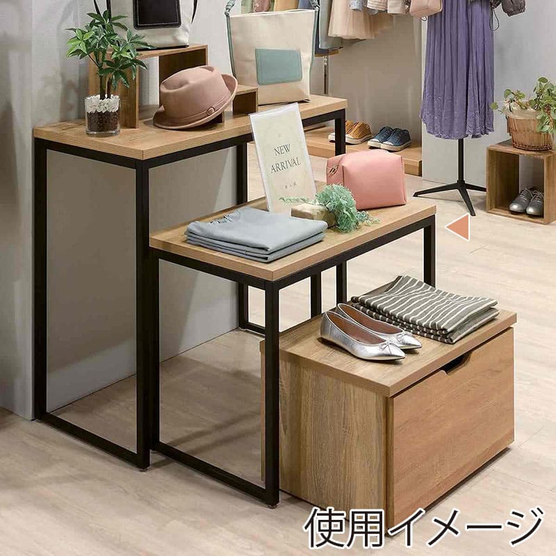 ストア・エキスプレス ミニショーテーブル ブラック脚 74.8×57.4 ラスティック柄天板 61-828-60-1 1台（ご注文単位1台）【直送品】