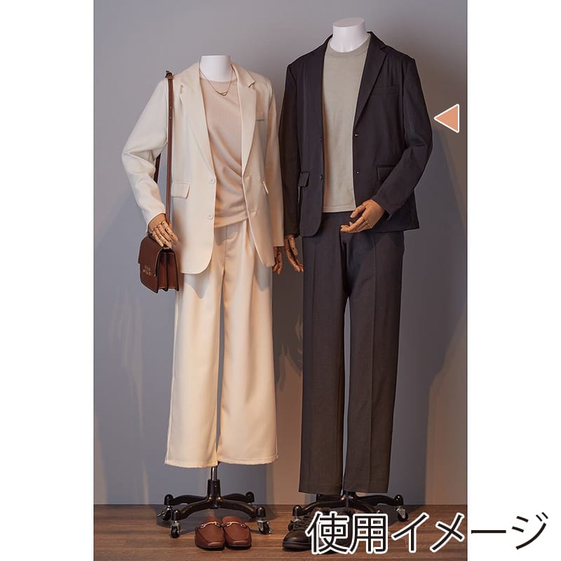 ストア・エキスプレス 紳士腕付きトルソー 軽量ABS製 キャスター付き 61-819-58-1 1台(ご注文単位1台)【直送品】