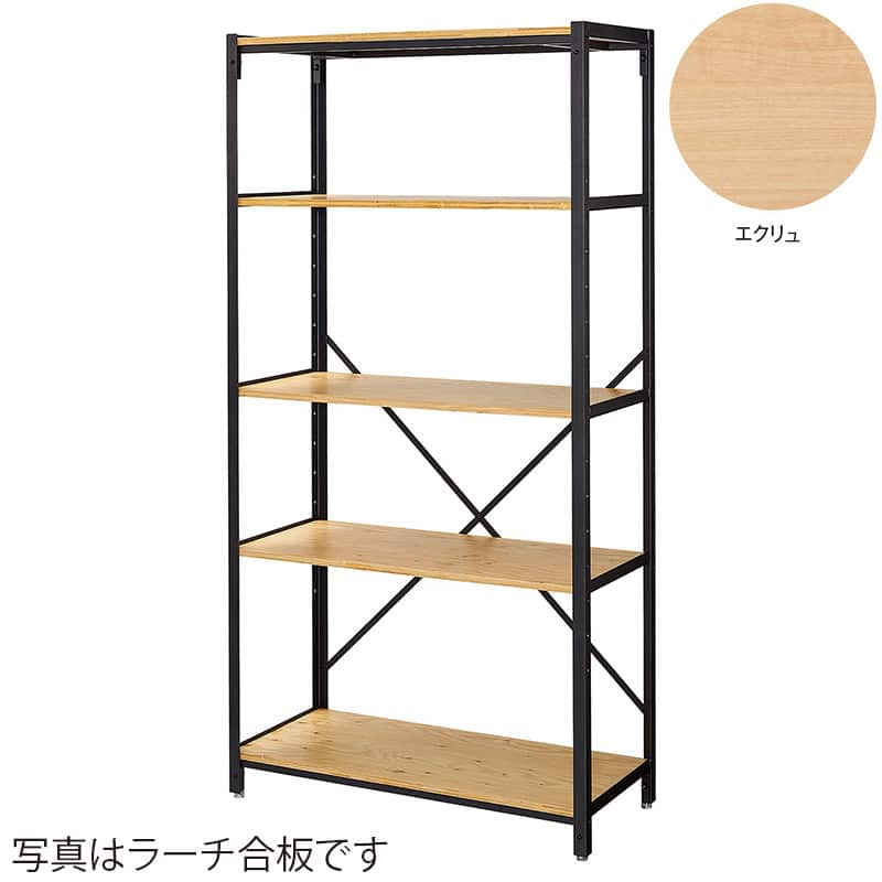 ストア・エキスプレス Lアングルシェルフラック 5段 幅90cm エクリュ 61-779-9-1 1台（ご注文単位1台）【直送品】