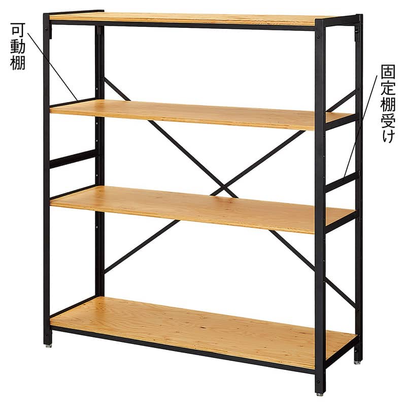 ストア・エキスプレス Lアングルシェルフラック 4段 幅120cm ラーチ合板 61-779-10-11 1台(ご注文単位1台)【直送品】