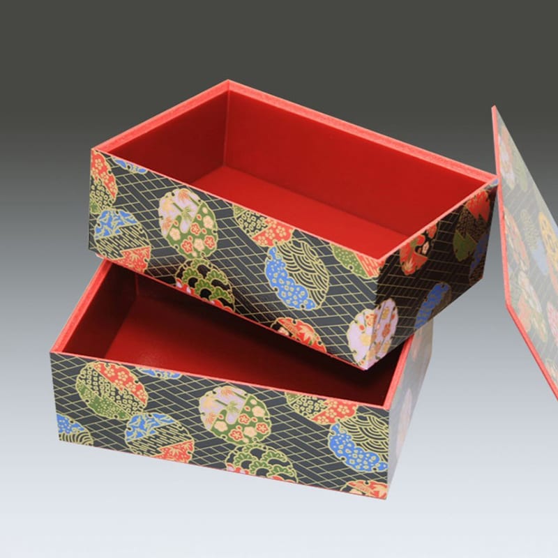 群馬デスコ 折箱 2段折 しゃくり蓋付 雪輪柄 1個（ご注文単位33個）【直送品】