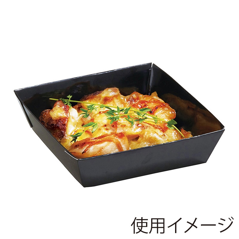 天満紙器 ベーキングトレー スクエア型 ブラック BT401 50枚/束（ご注文単位1束）【直送品】