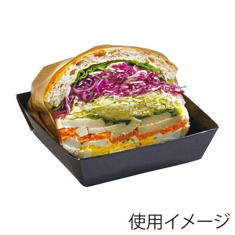 天満紙器 ベーキングトレー スクエア型 ブラック BT401 50枚/束（ご注文単位1束）【直送品】