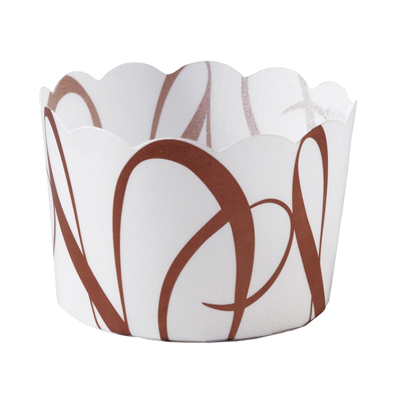 天満紙器 ホワイティミニ マフィンカップ S ブラウンライン CK63 100枚/束（ご注文単位1束）【直送品】