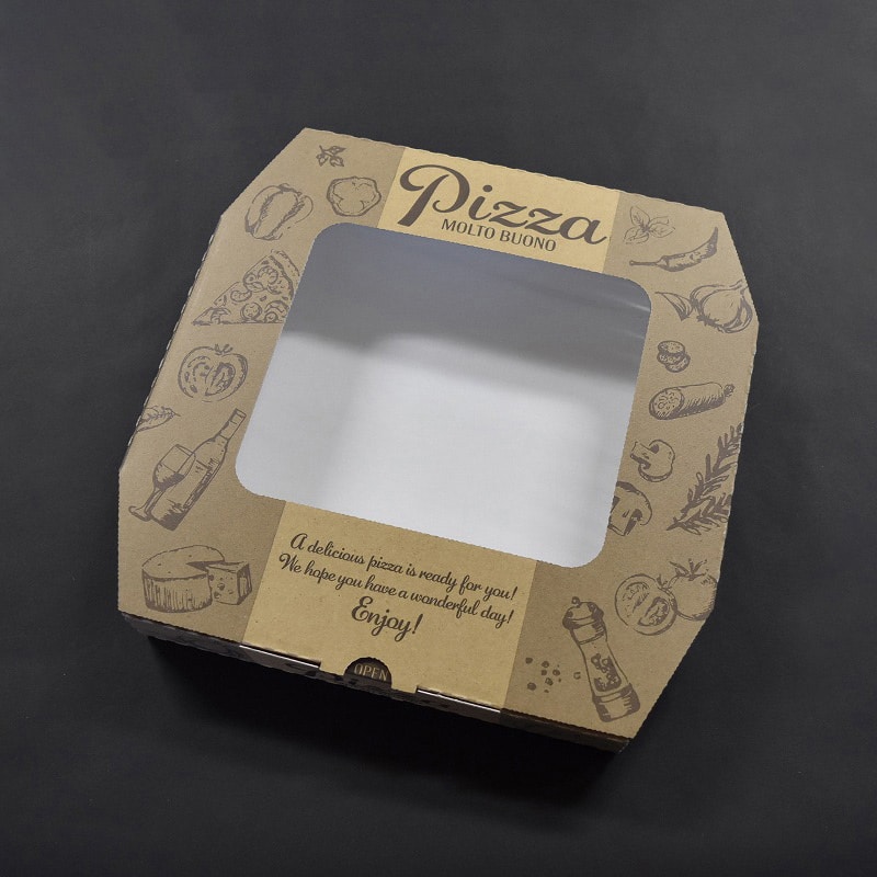 パケドゥソレイユ ピザ箱 10インチ窓付 デリシャスブラウン 33032 1セット（ご注文単位1セット）【直送品】