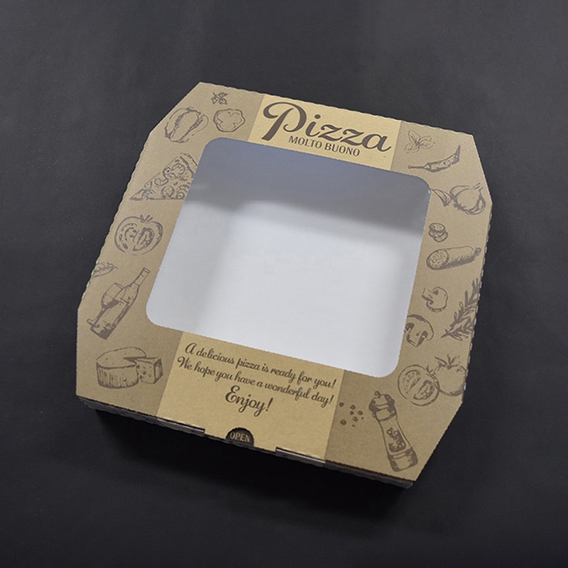 パケドゥソレイユ ピザ箱 11インチ窓付 デリシャスブラウン 33034 1セット（ご注文単位1セット）【直送品】