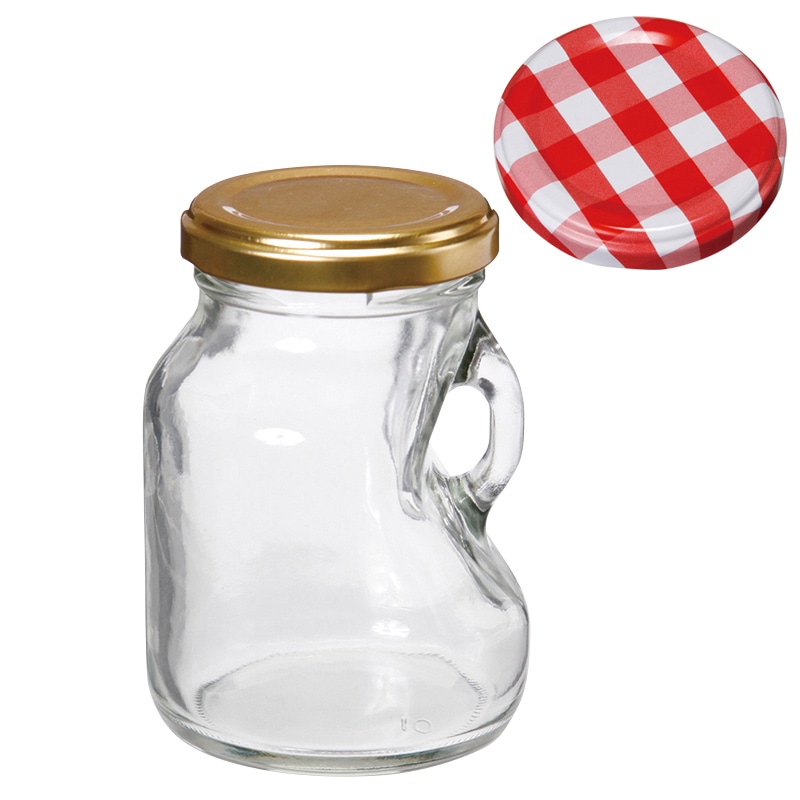 フォーション ガラス容器　ラボールびんミニストック  赤チェック蓋 48個/箱（ご注文単位1箱）【直送品】