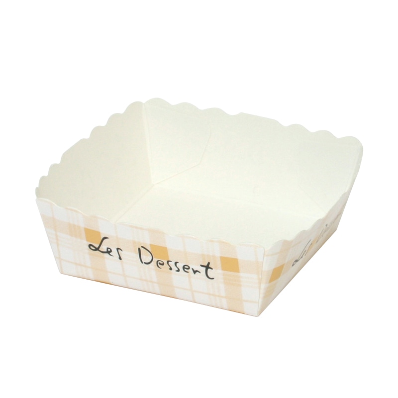 フォーション デザートトレー ジューシートレー チェックベージュ 1000個/箱(ご注文単位1箱)【直送品】