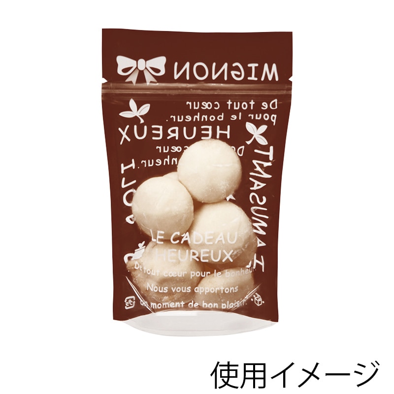 フォーション 焼菓子袋 ガトーウールージップスタンド袋 小 ブラウン 300枚/束(ご注文単位1束)【直送品】