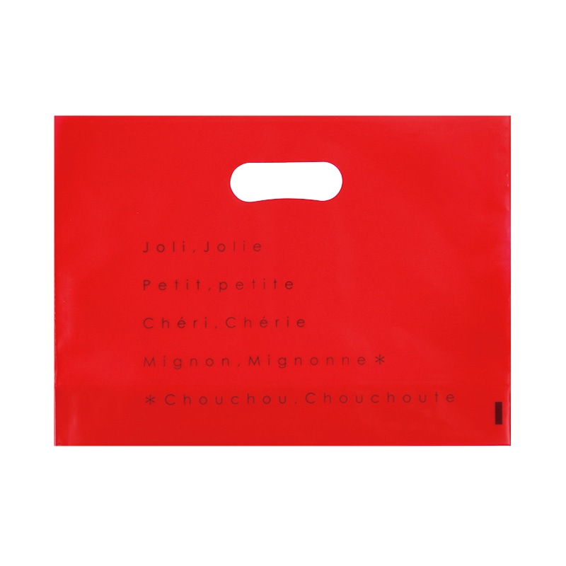 フォーション 手提げポリ袋　シャルマンバッグ 中 ニューレッド 100枚/束（ご注文単位1束）【直送品】