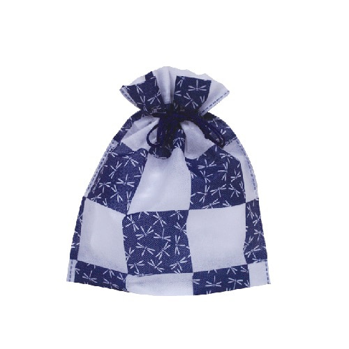 ㈱三和 不織布 和風柄巾着 チェック蜻蛉柄 SW2528CHTB-NV ネイビー 50枚/袋(ご注文単位1袋)【直送品】