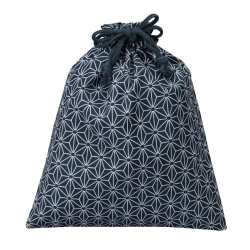 ㈱三和 コットン 和風柄巾着 麻の葉柄 大 VN2126-1DB ネイビー 50枚/袋(ご注文単位1袋)【直送品】