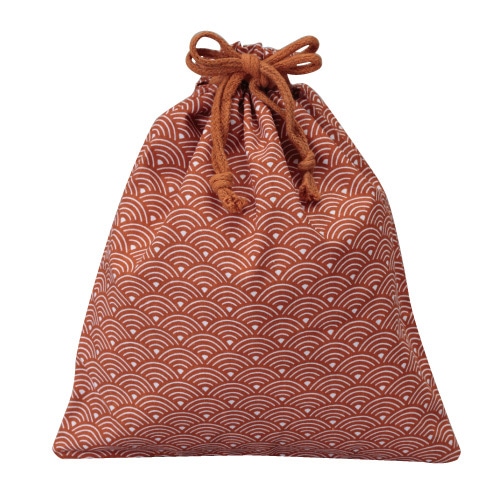 ㈱三和 コットン 和風柄巾着 青海波柄 大 VN2126-2BR レンガ 50枚/袋(ご注文単位1袋)【直送品】
