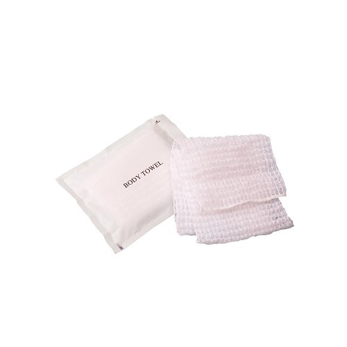 ㈱三和 アメニティ 伸縮ミニボディタオル かため BT-34W ホワイト 25個/袋(ご注文単位24袋)【直送品】