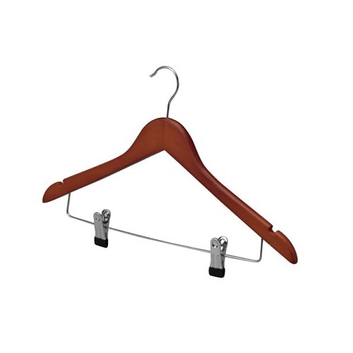 ㈱三和 木製ハンガー マットブラウン　ピンチ付 BS-14 120本/箱（ご注文単位1箱）【直送品】