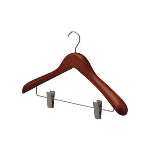㈱三和 木製ハンガー マットブラウン　ピンチ付 BS-18 40本/箱（ご注文単位1箱）【直送品】