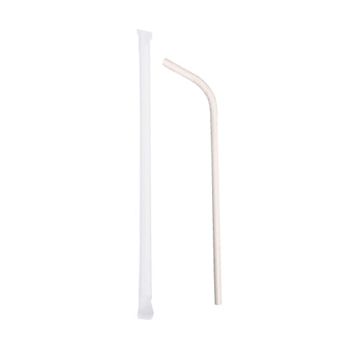 ㈱三和 曲がる紙ストロー 個包装 SW064225-WM　白 500本/箱（ご注文単位1箱）【直送品】