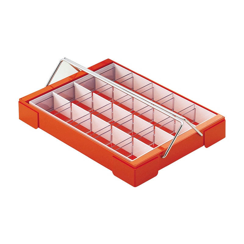 カラー散薬トレー 20人用 取手付 6143-02 オレンジ 1個(ご注文単位1個)【直送品】