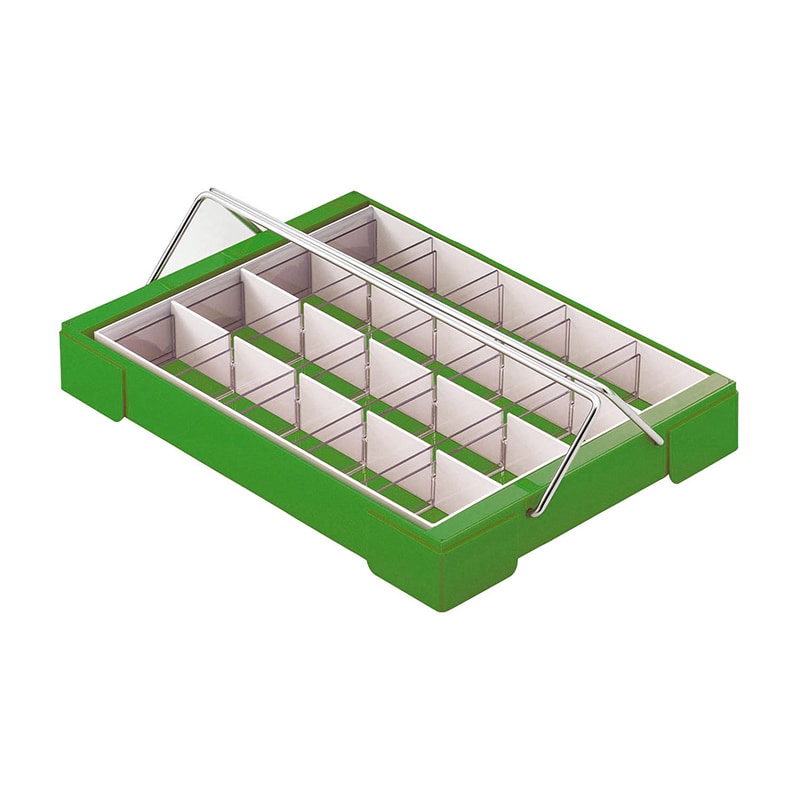 カラー散薬トレー 20人用 取手付 6143-05 グリーン 1個(ご注文単位1個)【直送品】