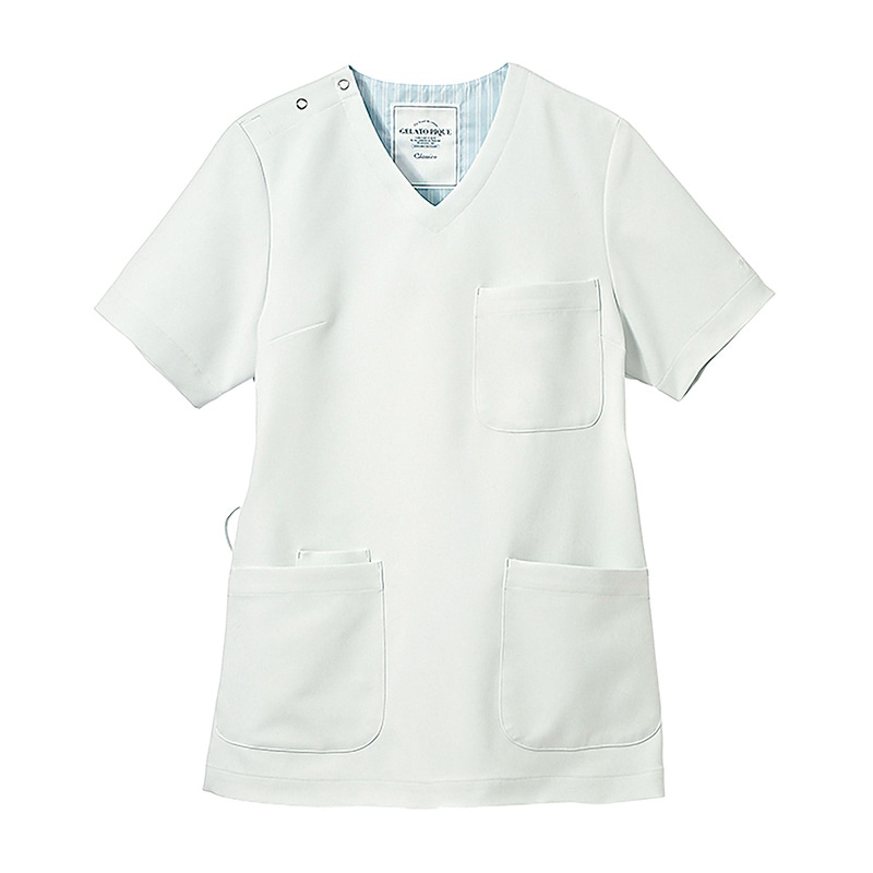 ジェラートピケ プルオーバースクラブ 608 ホワイト L 1枚(ご注文単位1枚)【直送品】