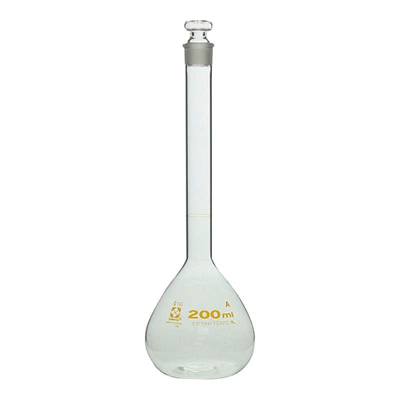 柴田メスフラスコ ガラス製 茶目盛200ml 020060-200 1本(ご注文単位1本)【直送品】