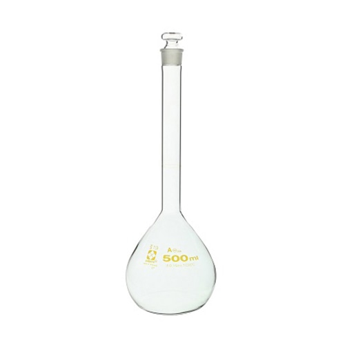 柴田メスフラスコ ガラス製 茶目盛500ml 020060-500 1本(ご注文単位1本)【直送品】