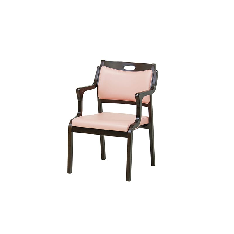 らくらくチェア　半ヒジ・グリップ付 CARE-111-AC ブラウン　ピンク 1台（ご注文単位1台）【直送品】