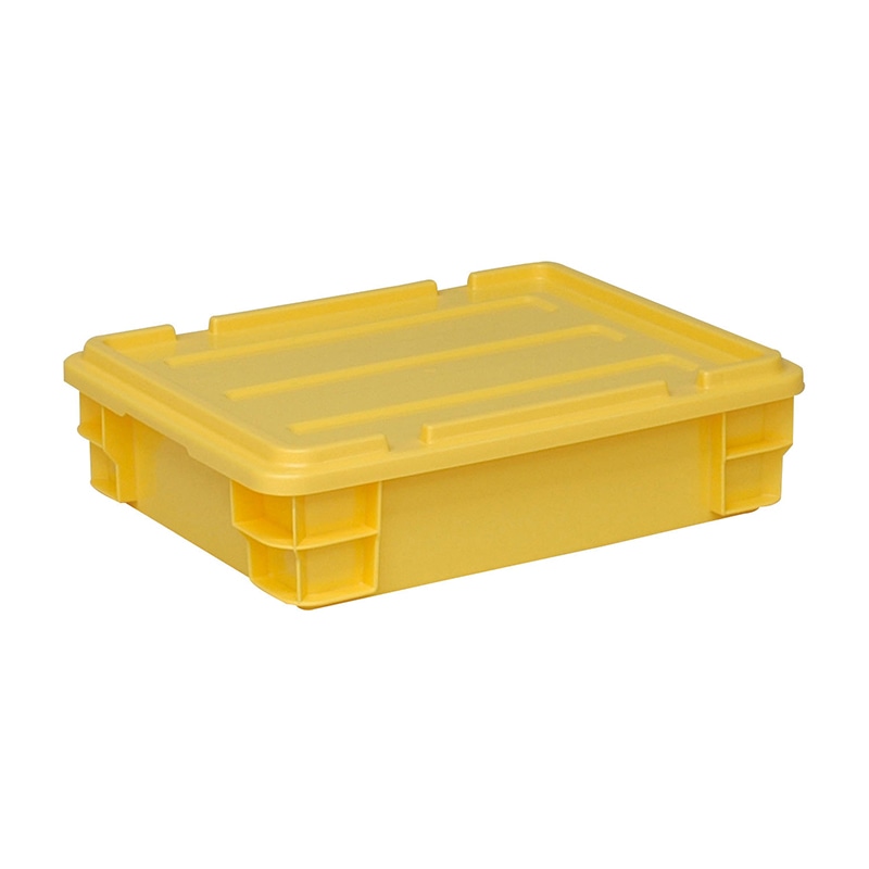 ポリコンテナー　蓋付　PT-14 485×370×130　イエロー  1個（ご注文単位1個）【直送品】