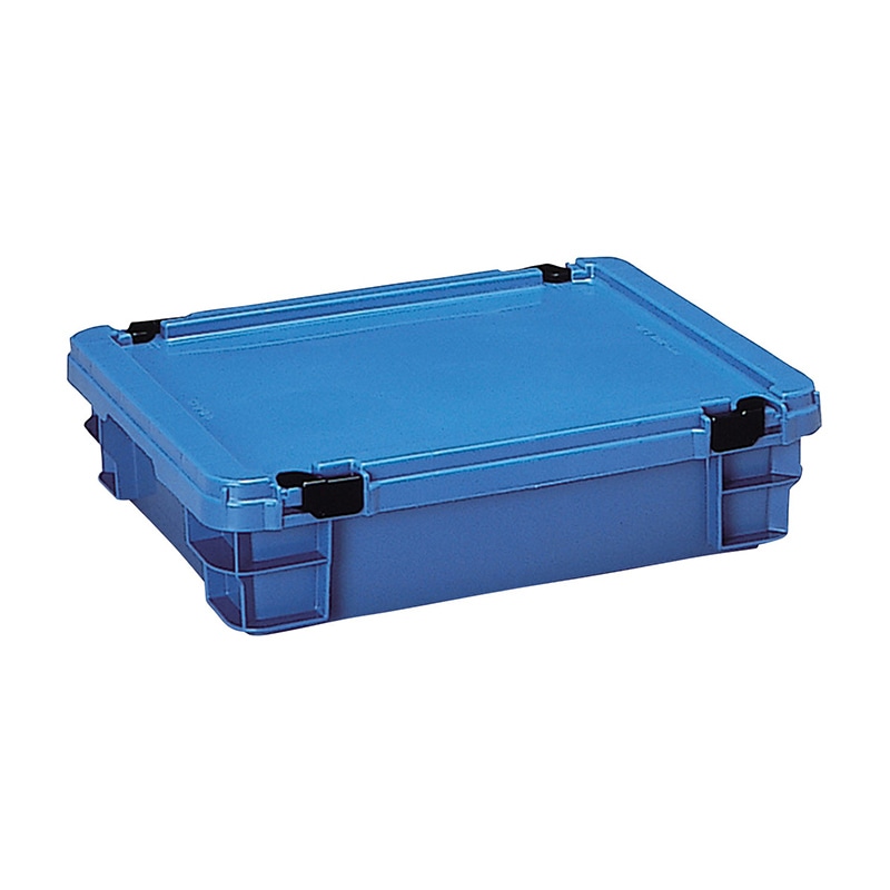 ポリコンテナー ロック蓋付 PT-14 490×390×135 ブルー 1個(ご注文単位1個)【直送品】