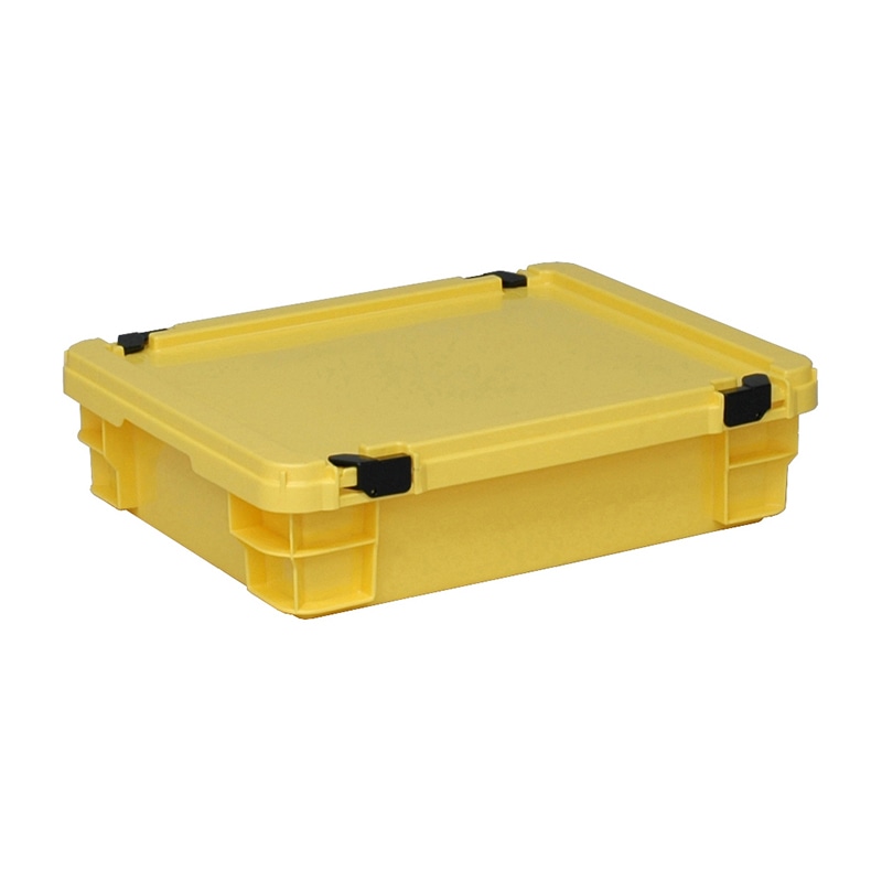 ポリコンテナー　ロック蓋付　PT-14 490×390×135　イエロー  1個（ご注文単位1個）【直送品】
