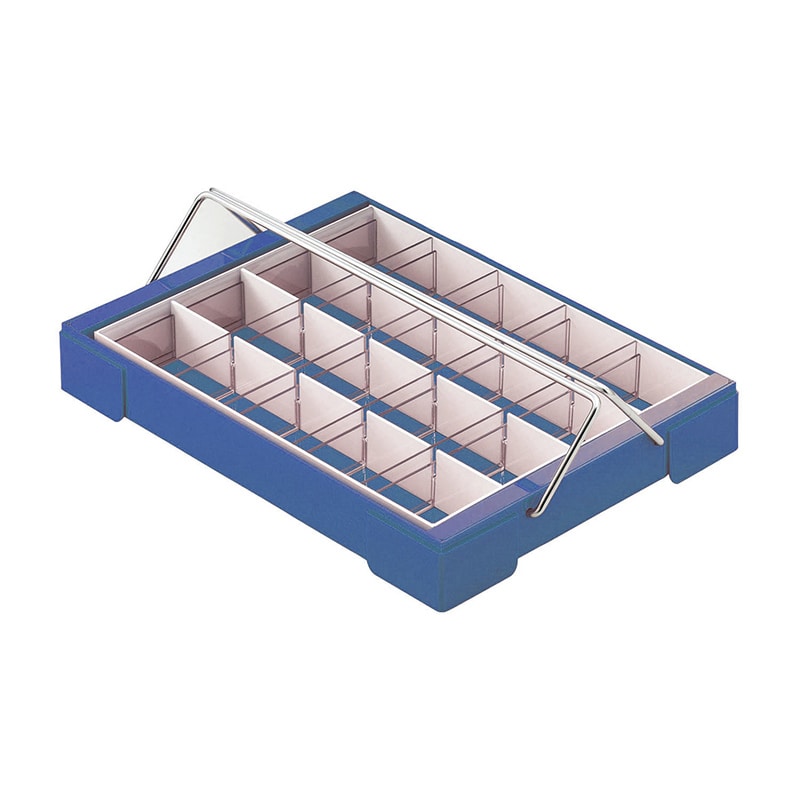 カラー散薬トレー 20人用 取手付 6143-04 ブルー 1個(ご注文単位1個)【直送品】