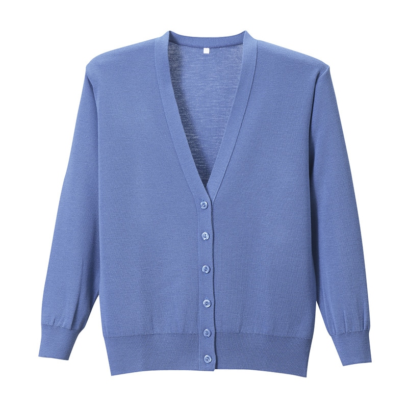 抗ピル長袖カーディガン D-1001 S サックスブルー 1枚(ご注文単位1枚)【直送品】