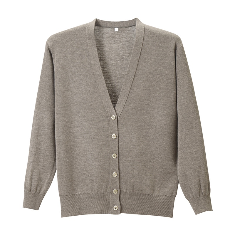 抗ピル長袖カーディガン D-1001 M 杢ベージュ 1枚(ご注文単位1枚)【直送品】