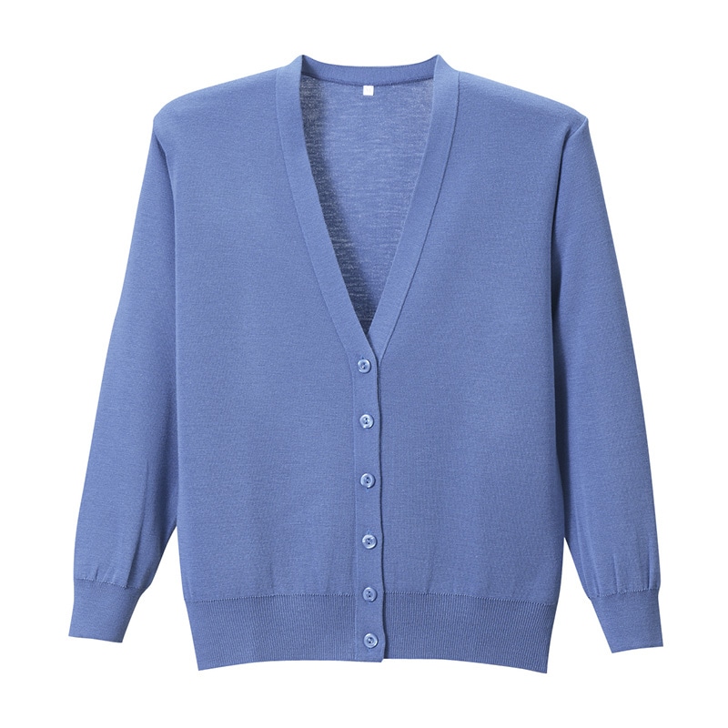 抗ピル長袖カーディガン D-1001 L サックスブルー 1枚(ご注文単位1枚)【直送品】