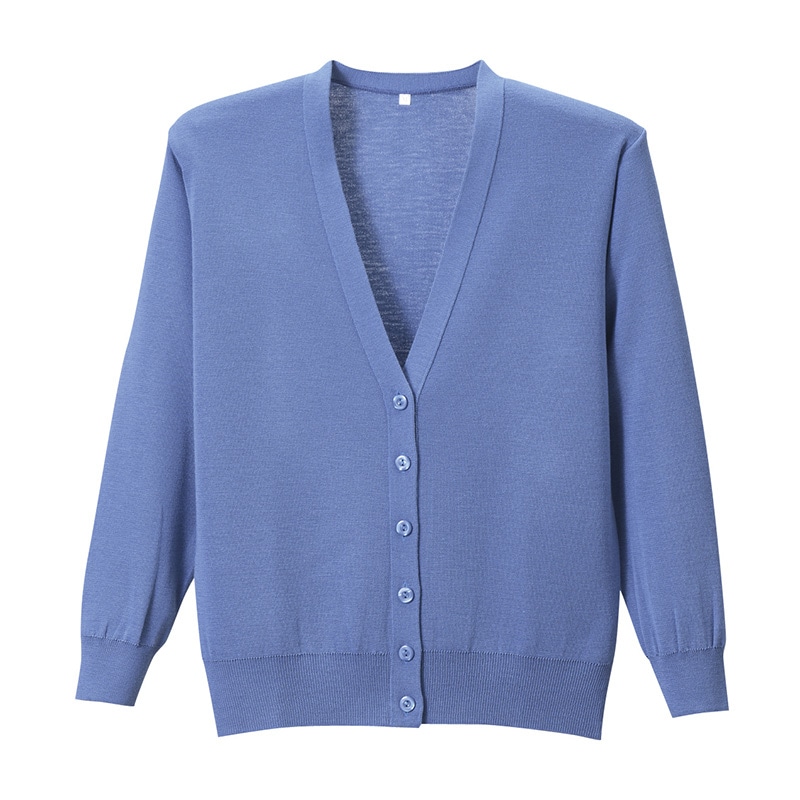 抗ピル長袖カーディガン D-1001 5L サックスブルー 1枚(ご注文単位1枚)【直送品】