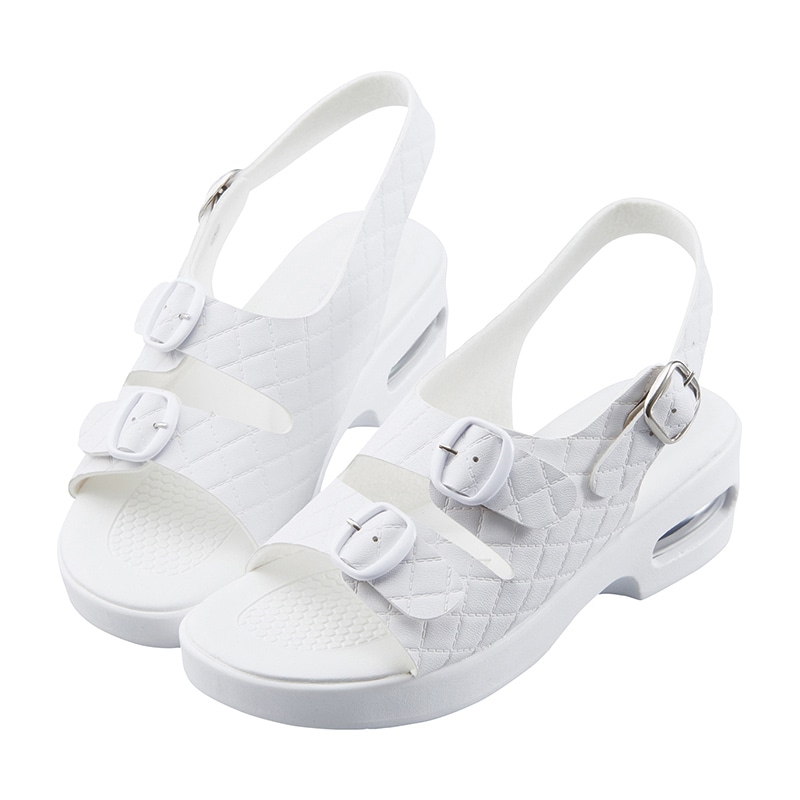 キルティングエアーソールサンダル ホワイト LL 24.5~25.5cm 1組(ご注文単位1組)【直送品】