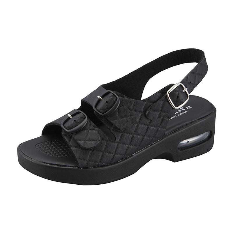 キルティングエアーソールサンダル ブラック S 21.5~22.0cm 1組(ご注文単位1組)【直送品】