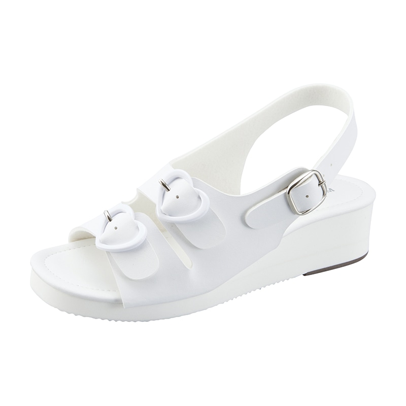 ハート2バックルサンダル ホワイト L 23.5~24.0cm 1組(ご注文単位1組)【直送品】