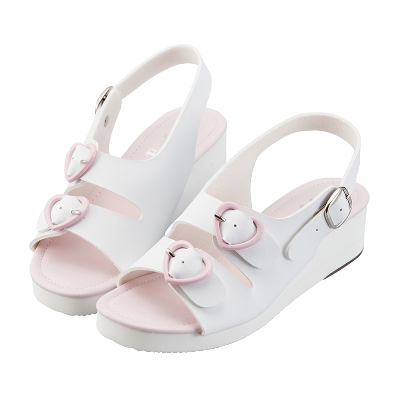 ハート2バックルサンダル ピンク S 21.5~22.0cm 1組(ご注文単位1組)【直送品】